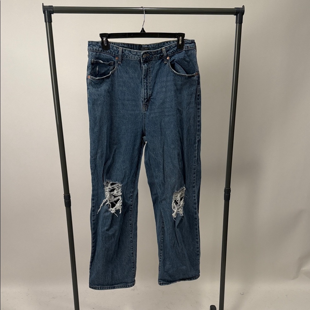 Wild Fable Blue Distressed Wide Leg High Rise Jeans